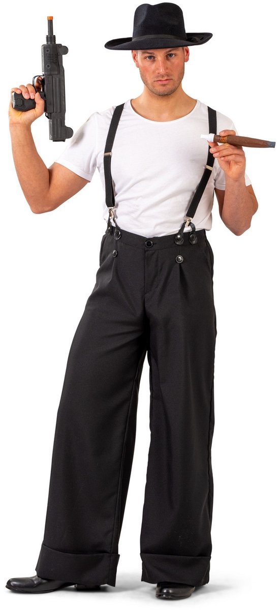 Wijde Zwarte Broek Maffioso Man