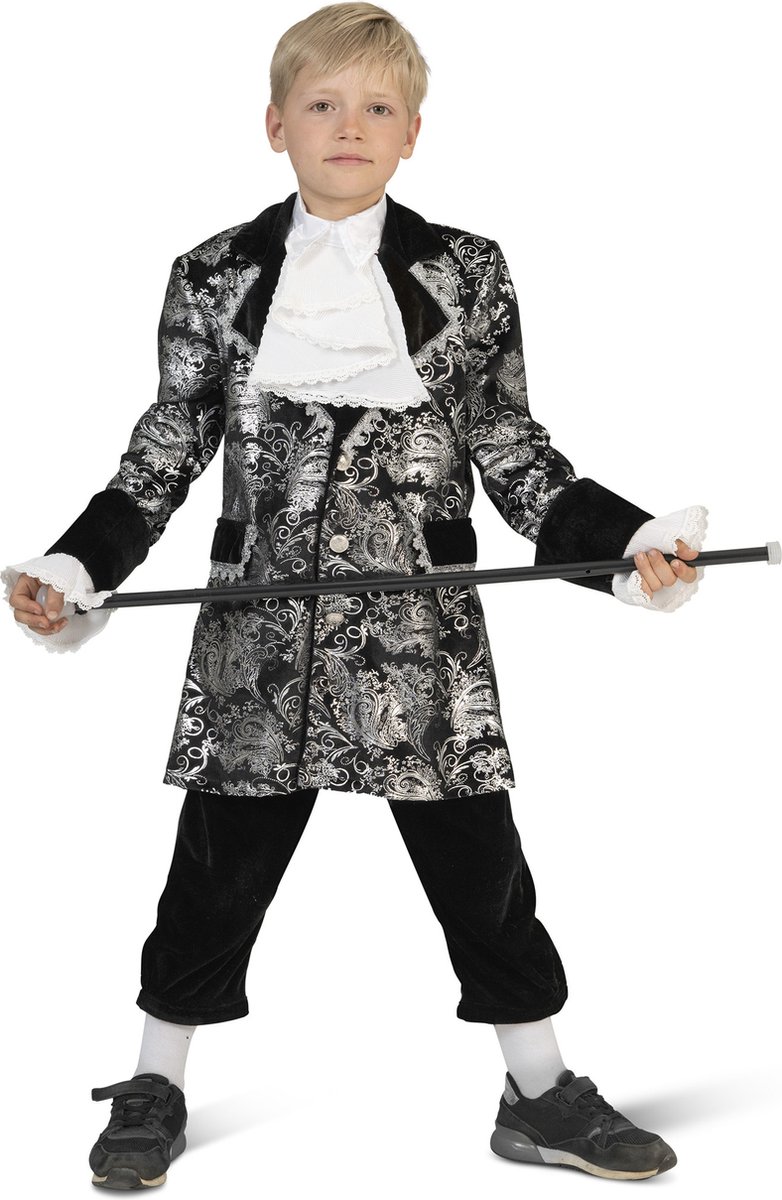 Zilver Zwarte Barok Kostuum Kind - Maat 164