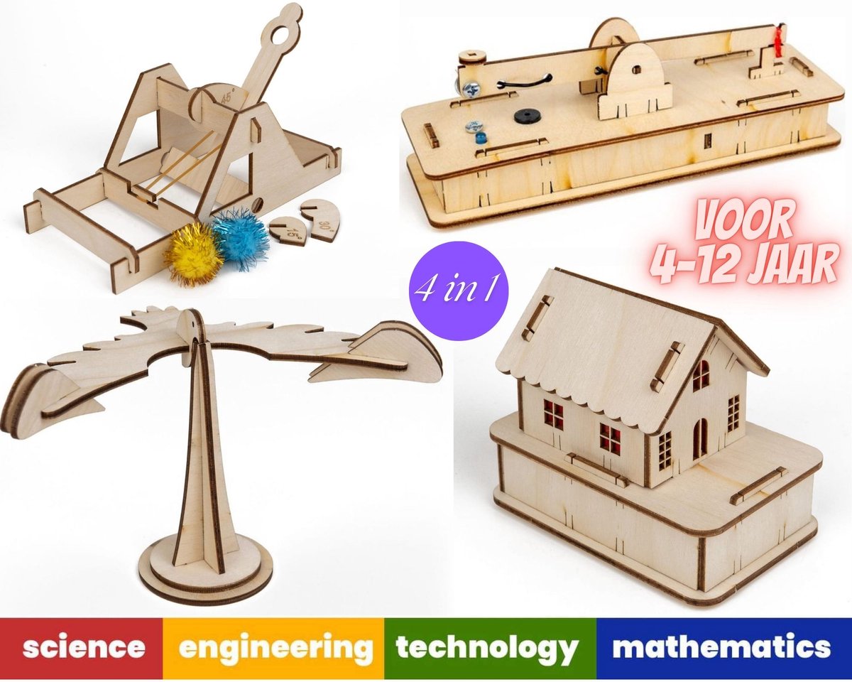 4 educatieve speeltjes - voor kinderen van 4 tot 12 jaar