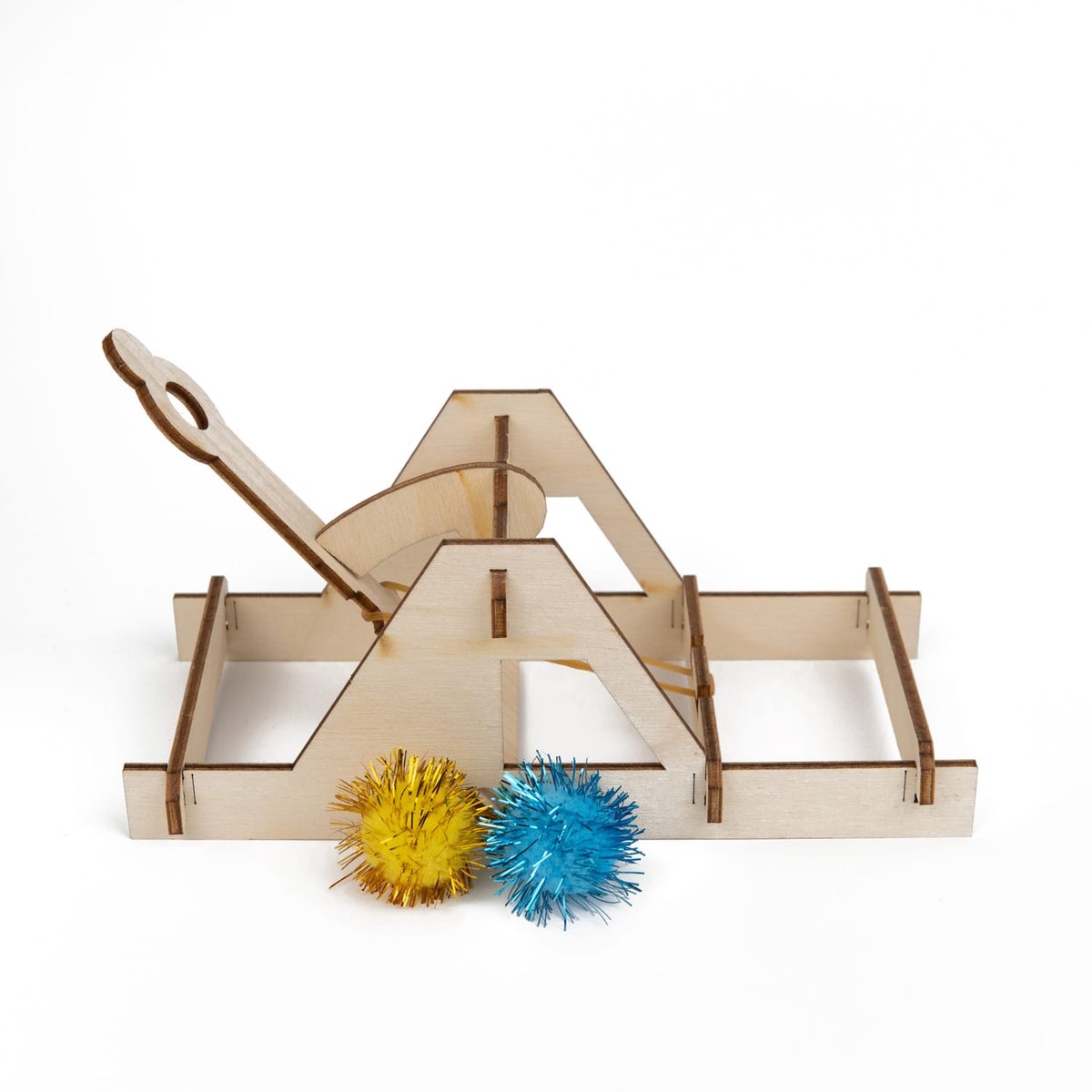 Qubi Duurzaam Houten Speelgoed - Katapult voor Kinderen – 3D Houten Modelbouw Puzzel