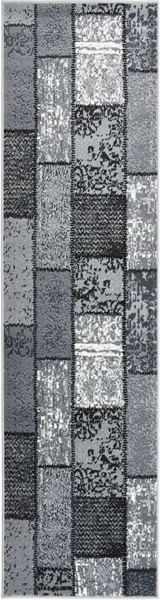 Furniture Limited - Tapijtloper 100x500 cm BCF grijs met blokpatroon