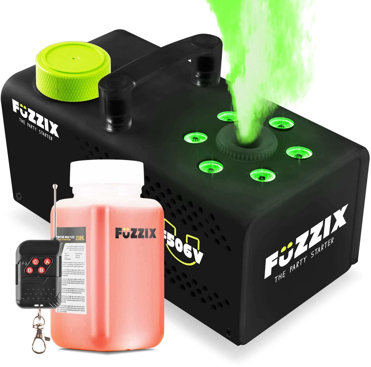 Fuzzix F506V Verticale rookmachine - 6 RGB LEDs - Draadloze afstandsbediening - incl. 250 ml rookvloeistof
