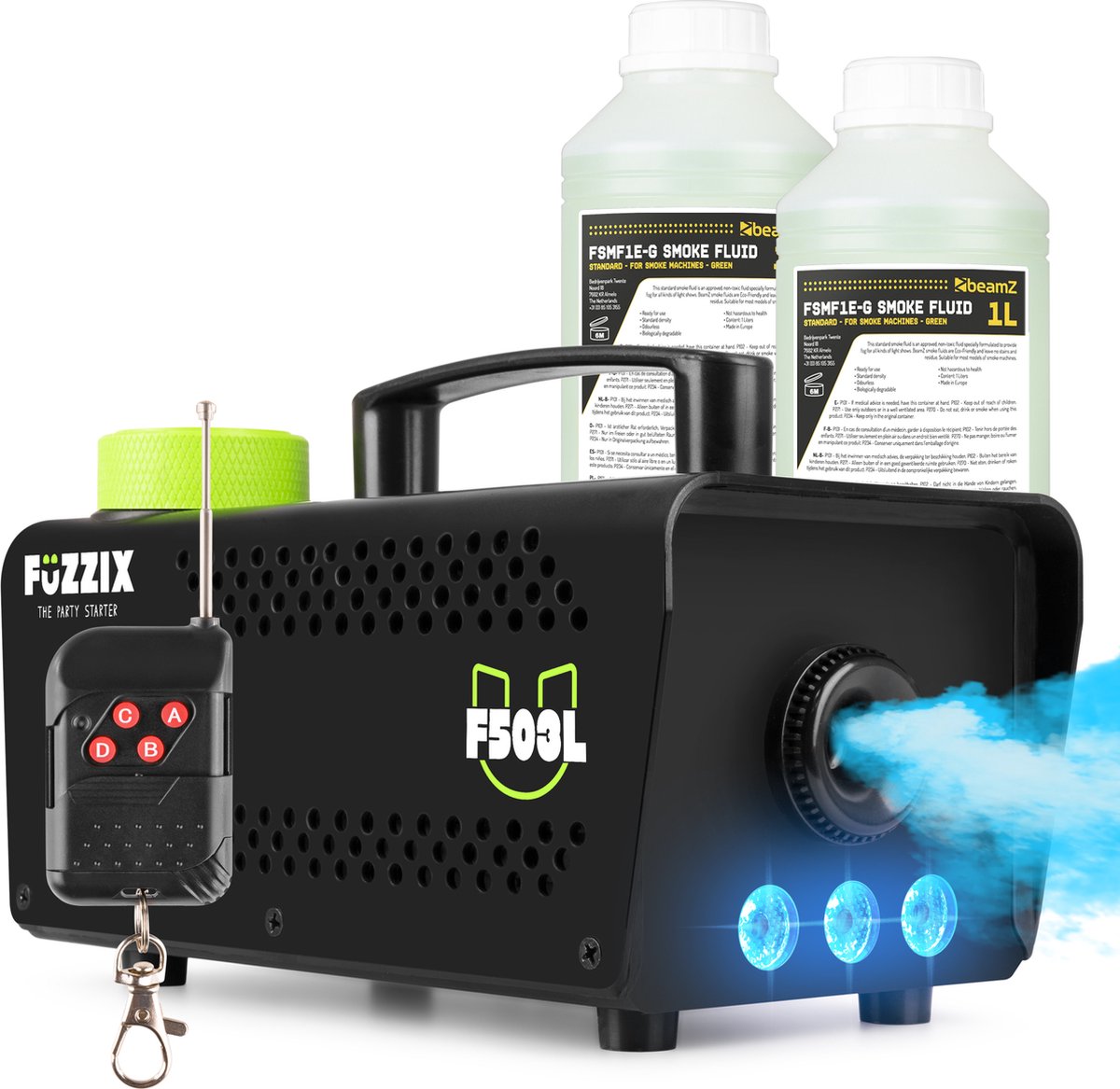 Party   - 500 Watt -   F503L - Rook machine met ingebouwde RGB Leds - 2 Liter rookvloeistof