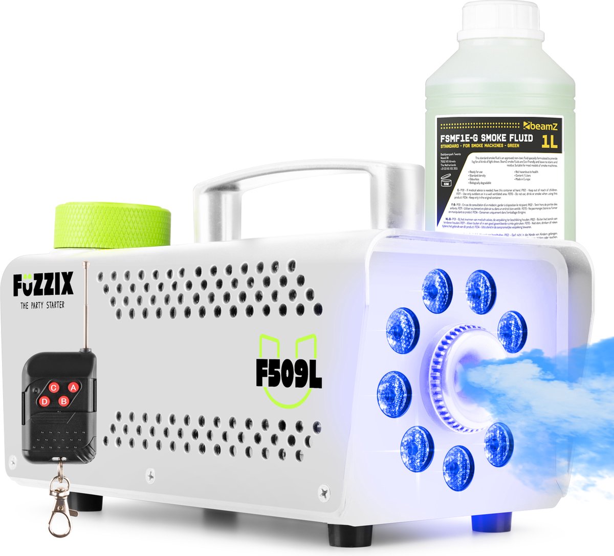 Witte Party   -   F509LW - Met lichteffecten en 1L rookvloeistof - Inclusief draadloze afstandsbediening