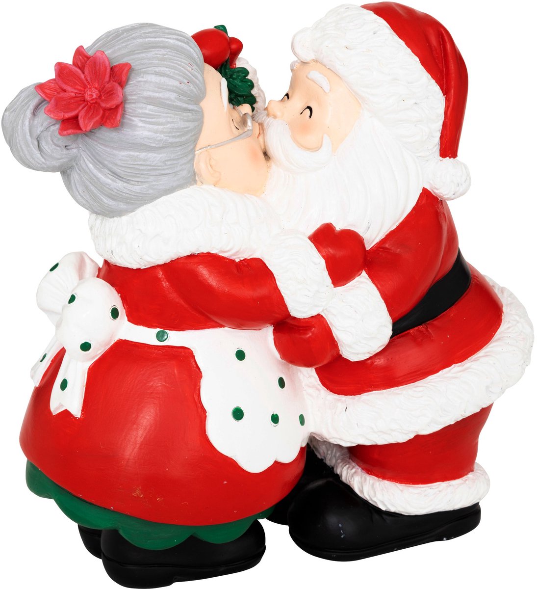 Fééric Lights and Christmas Kerstdecoratie Kerstman en Mevrouw Kerstkus - 20x10x20cm - Rood