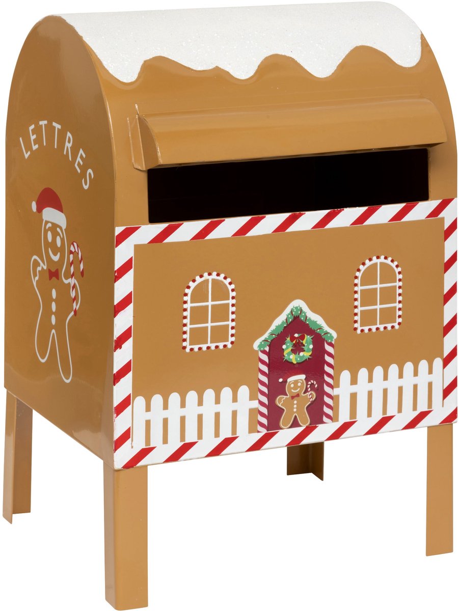 Fééric Lights and Christmas Kerstdecoratie Peperkoek Brievenbus - 24x22x37cm - Metaal - Bruin