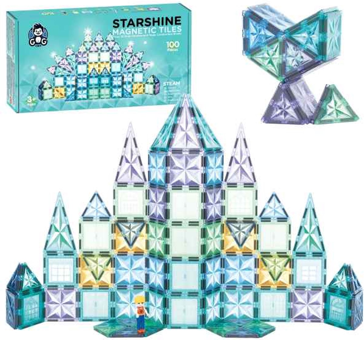 G G 1989 - Magnetic tiles - Glitters - Sterpatroon - 100 delen