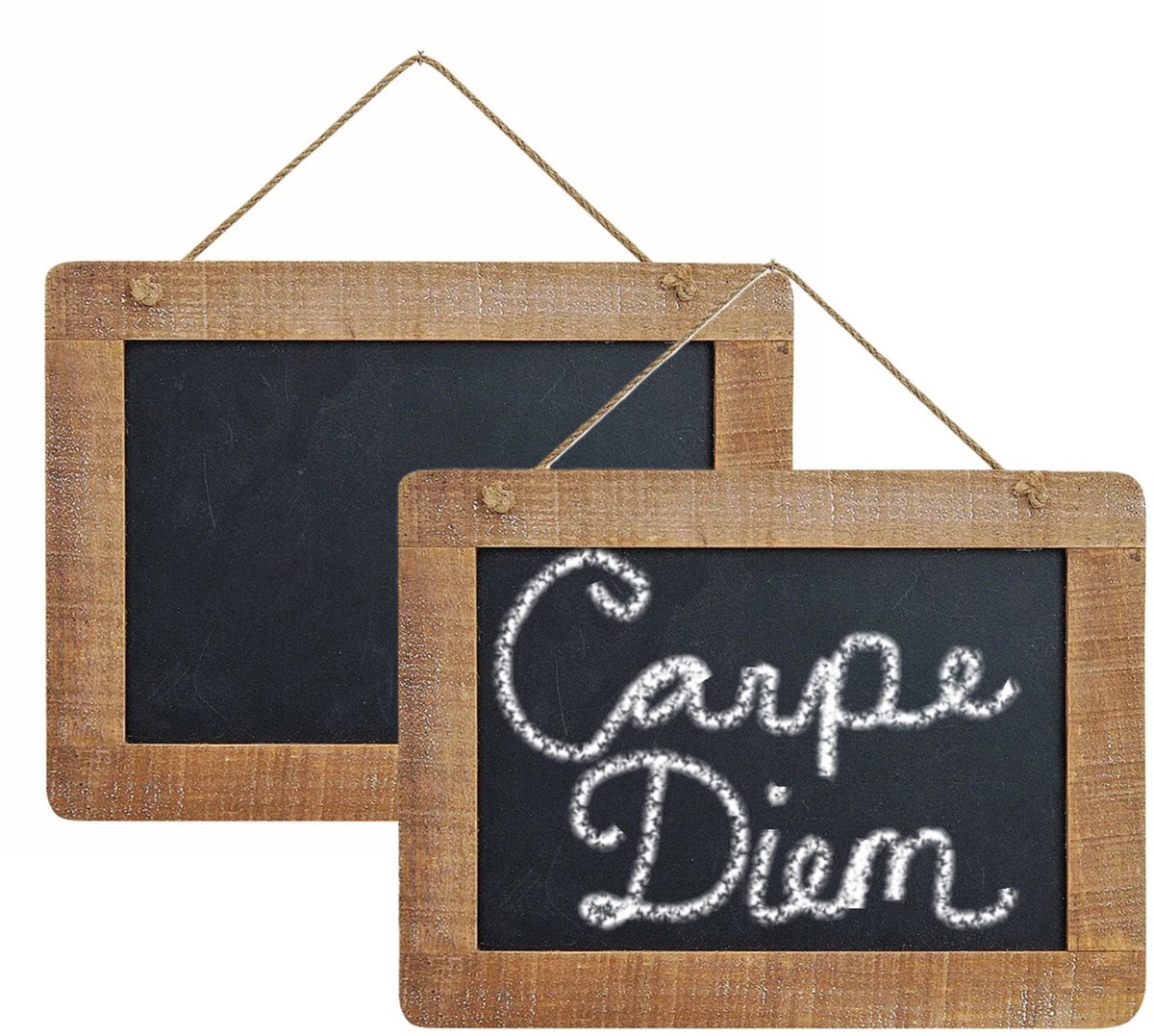   Memo krijtbordje - 2x - hanger - 29 x 21 cm - hout - memo schoolbordje - memobordje