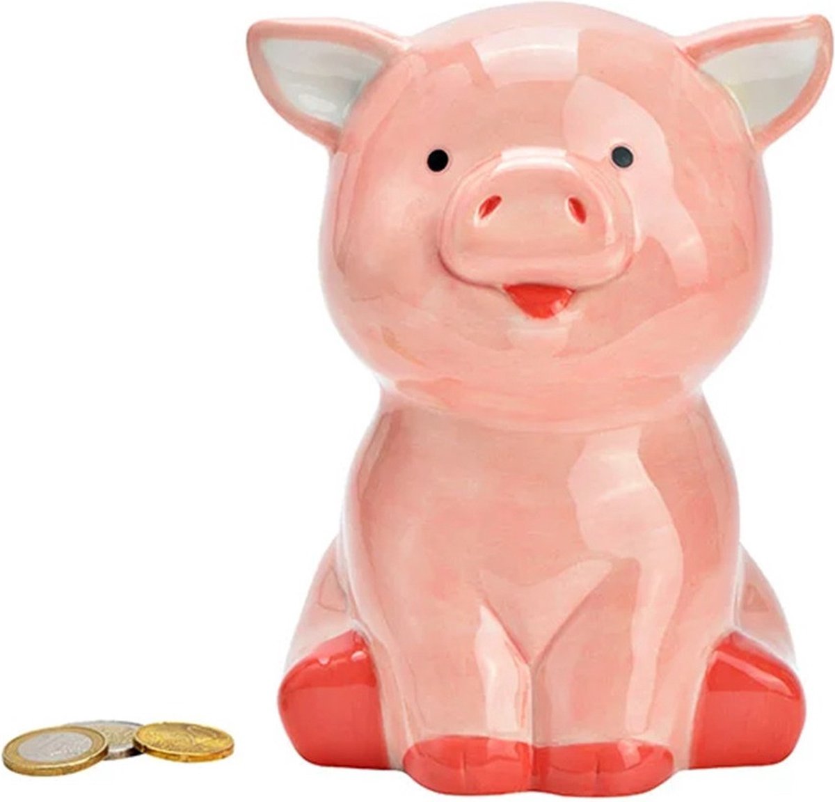 G. Wurm Spaarpot varken - voor kinderen - keramiek - grijs - 16 x 12 x 10 cm - geld sparen