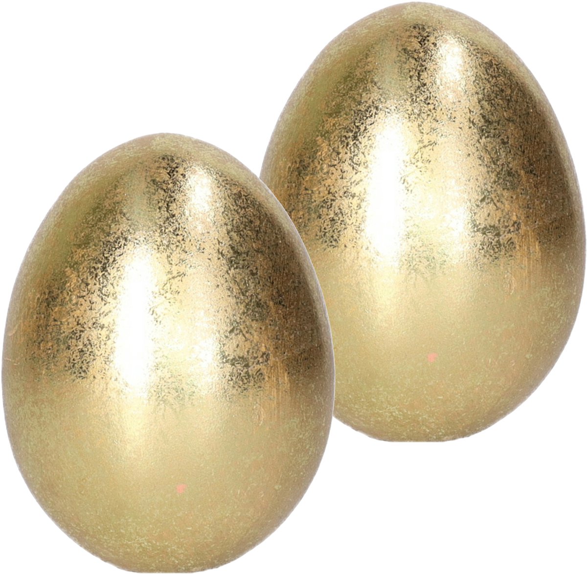 Wurm Decoratie Ei - Goud kleurig - 2x - keramiek - 8 x 9 cm - Paasdecoratie - paaseieren - beeld - Gouden eieren