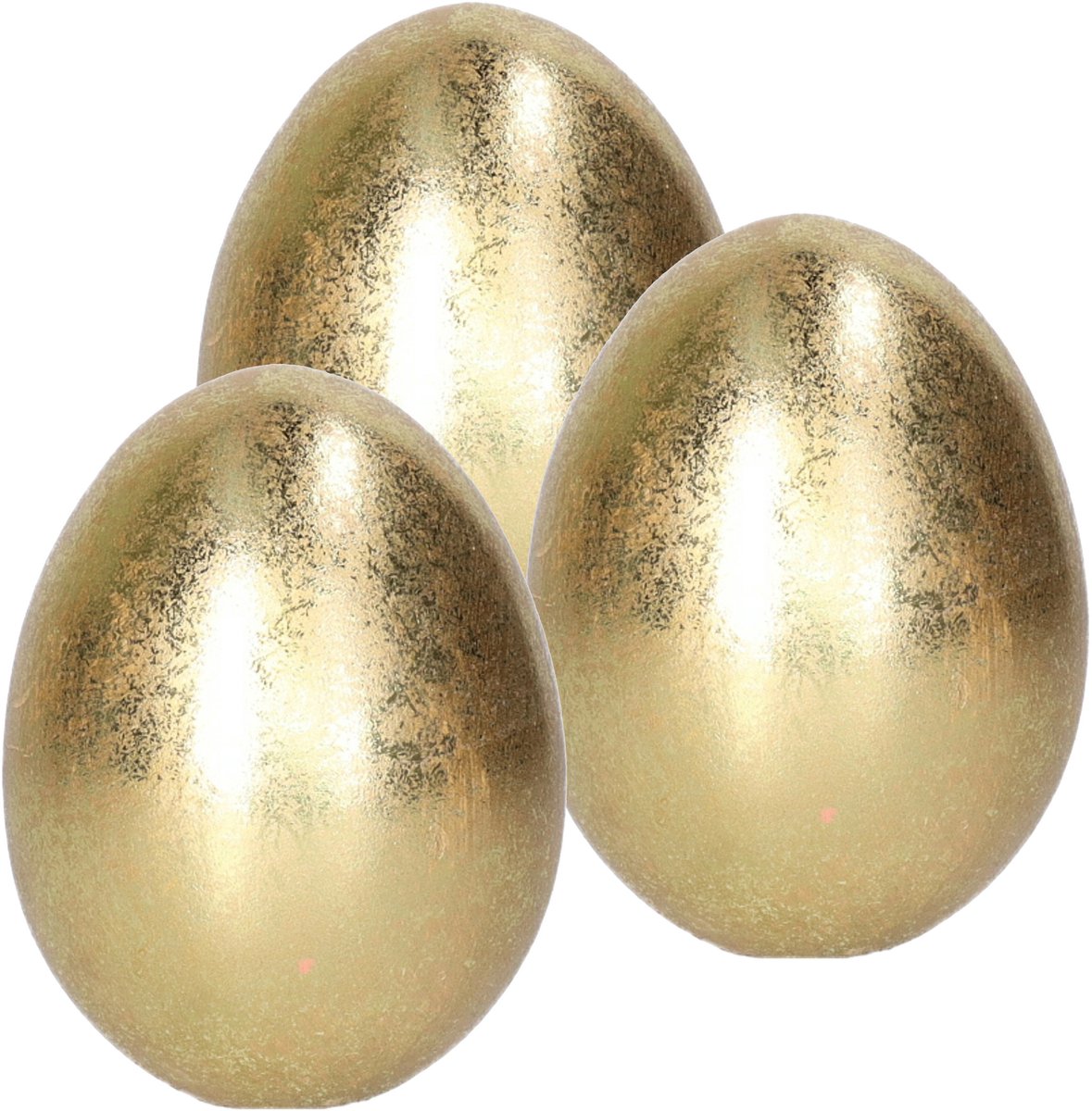 Wurm Decoratie Ei - Goud kleurig - 3x - keramiek - 6 x 8 cm - Paasdecoratie - paaseieren - beeld - Gouden eieren