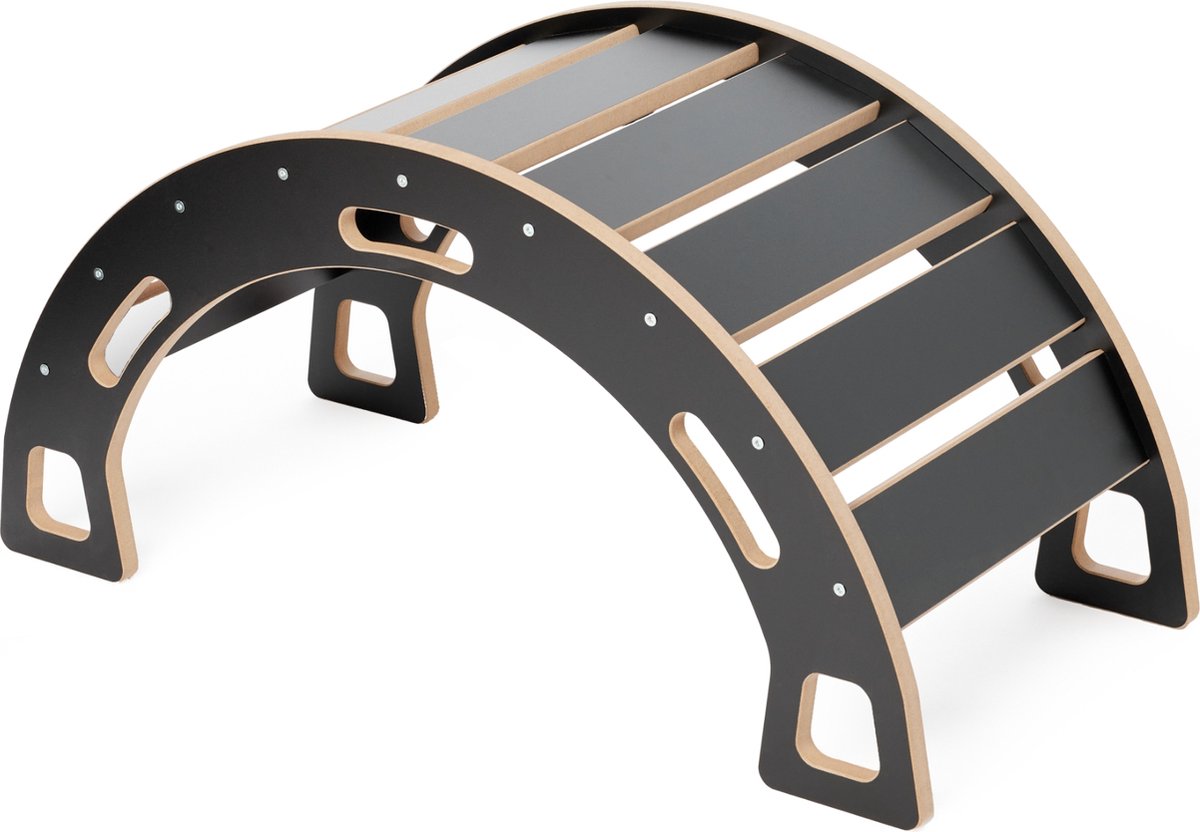 Garronda Houten Klimbrug - Klimboog - Montessori   - Naturel Hout - Kinderspeelgoed - Peuter Speelgoed - Zwart - GD-OBU