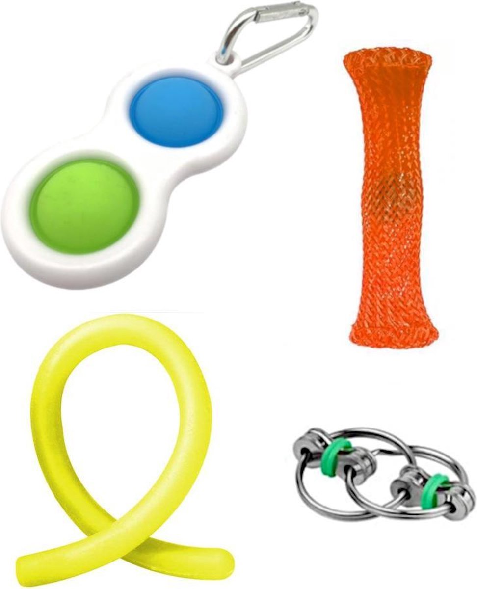 Fidget toys pakket onder de 15 euro - onder 20 euro - fidgets set - simple dimple - mesh-and-marble - rope - ring - 4 stuks
