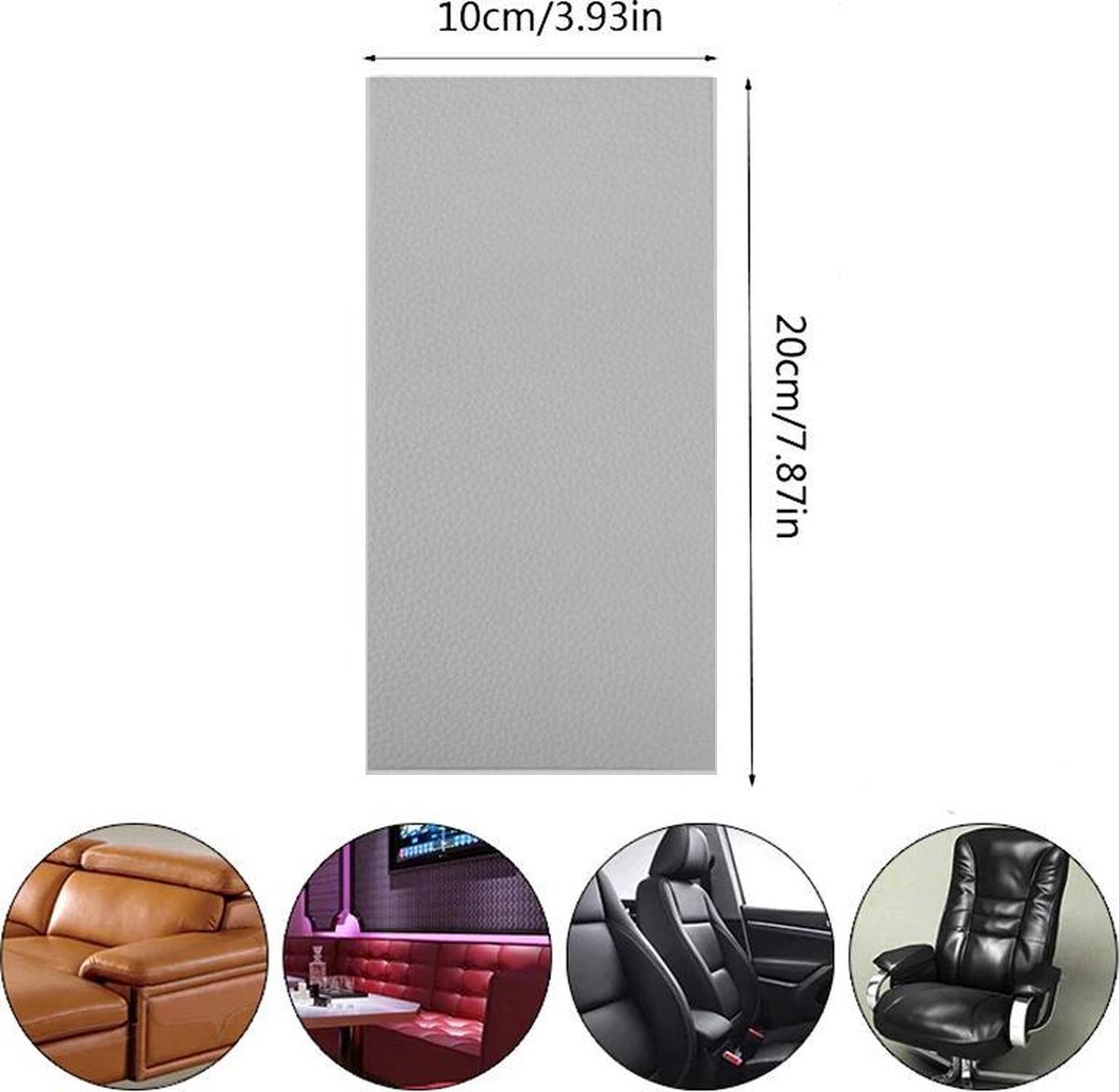 GEAR 3000® PU leer reparatie set - leather repair - leder patch - zelfklevende sticker lichtgrijs