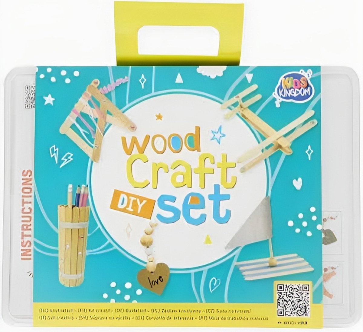 GEAR3000 Speelgoed - Knutselkoffer - Knutselen voor kinderen - Knutseldoos - Knutselen met hout - met instructieboek en voorbeelden