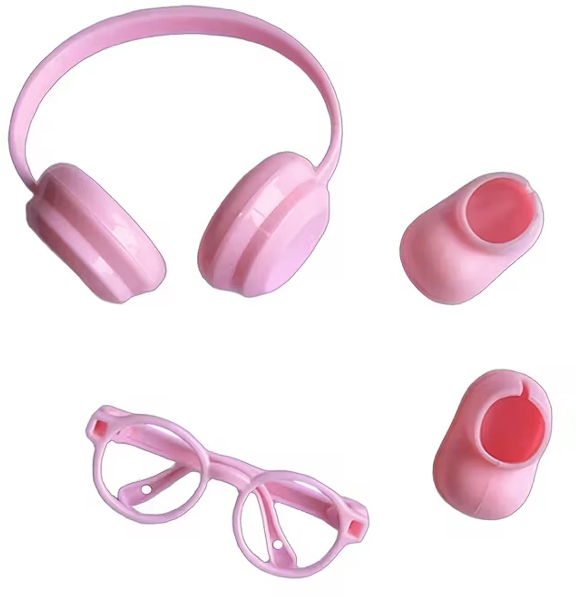  ® set schoenen - bril - headset - roze - accessoires voor Labubu pop van 17 cm
