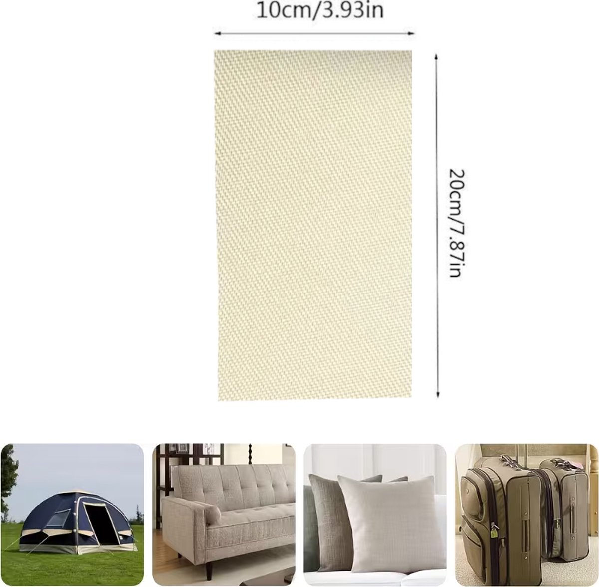 GEAR3000® stof reparatie - stoffen patch - zelfklevende sticker - voor indoor en outdoor - waterproof - crème