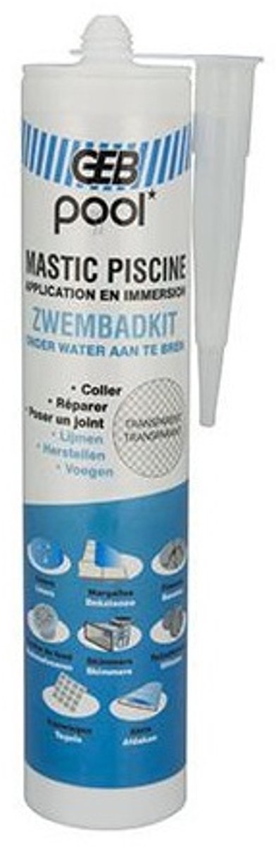 Mastic zwembadkit Transparant - lijmkit