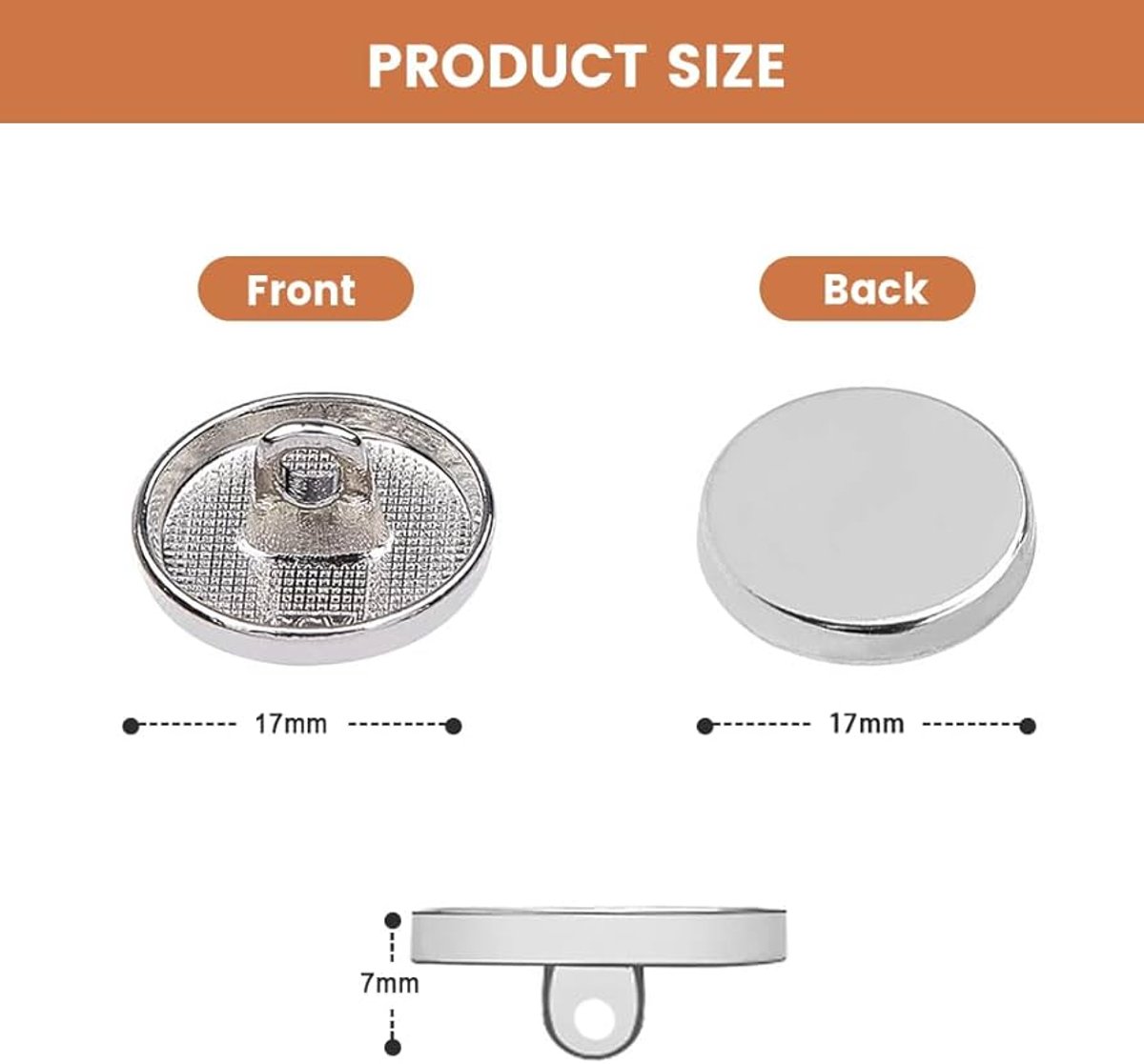Zilveren metalen knopen - 20 stuks - 17mm - duurzaam