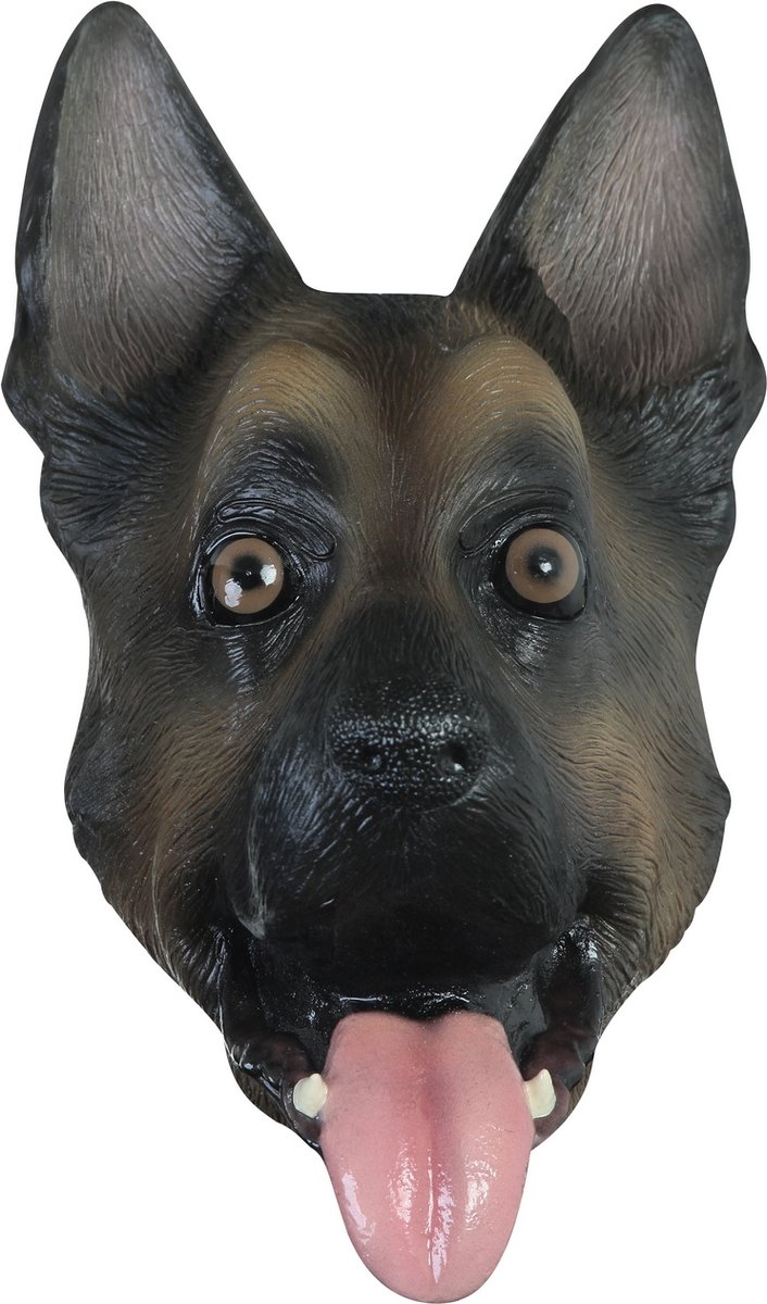 Ghoulish - Hond & Dalmatier Kostuum - Masker Trouwe Duitse Herder - Bruin, Zwart - One Size - Carnavalskleding - Verkleedkleding