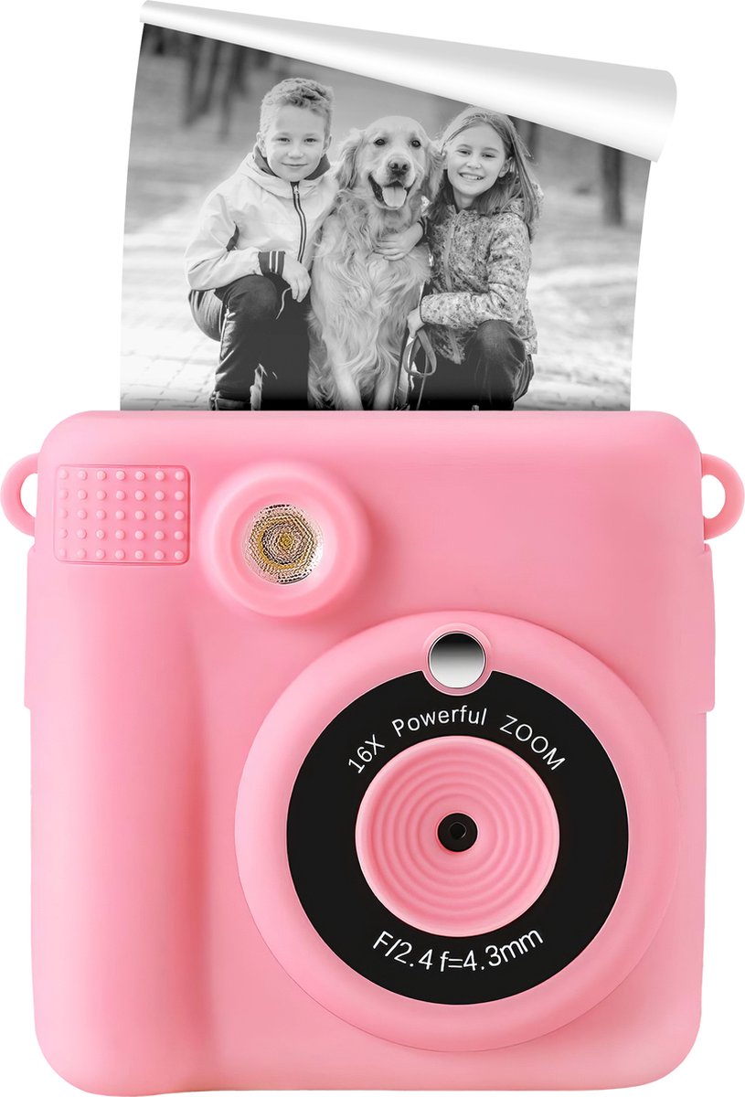GILA Kindercamera Roze - Instant Fotos Maken - Direct Printen - Inclusief Geheugenkaart
