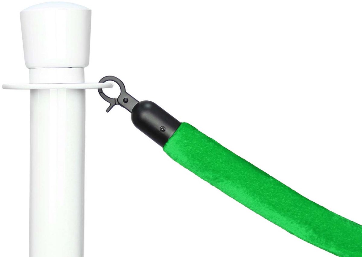 GJ Floors – Afzetkoord velours Appelgroen – Zwarte sluiting – Luxe afzetkoord voor afzetpalen