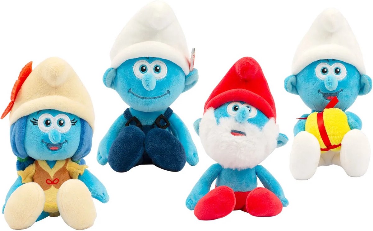 Smurfen speelset - 4 smurfen - 20 cm - Knutsel smurf / Smurflelie / Grote smurf / Lolsmurf