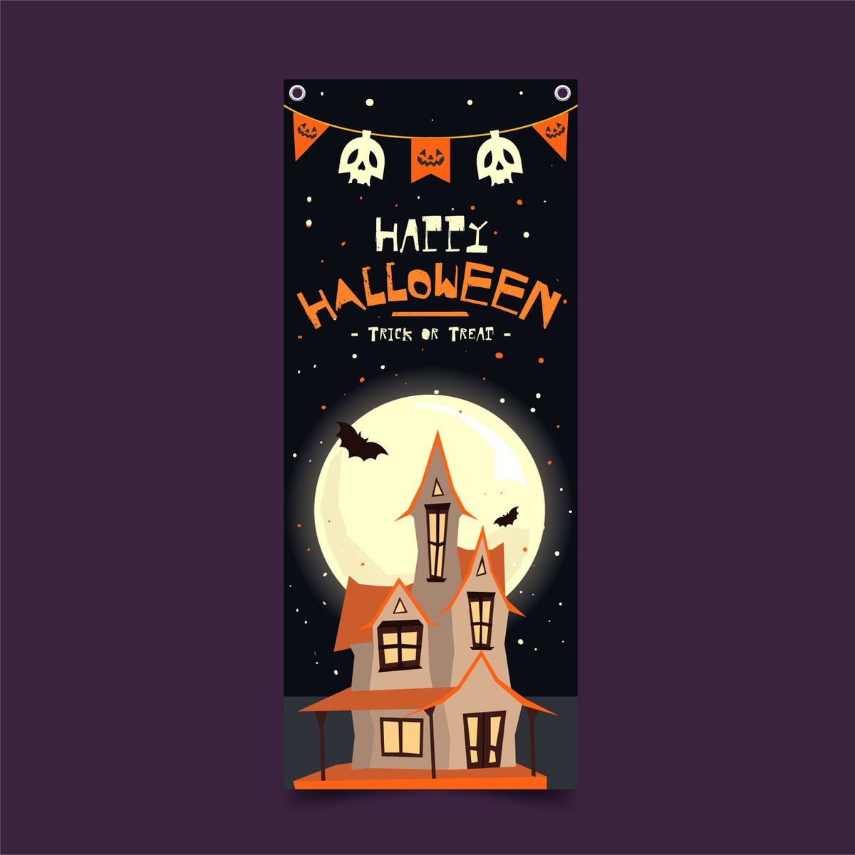 GR Deur Banner - Halloween - Spandoek - Decoratie - Binnen en Buiten - Full Moon