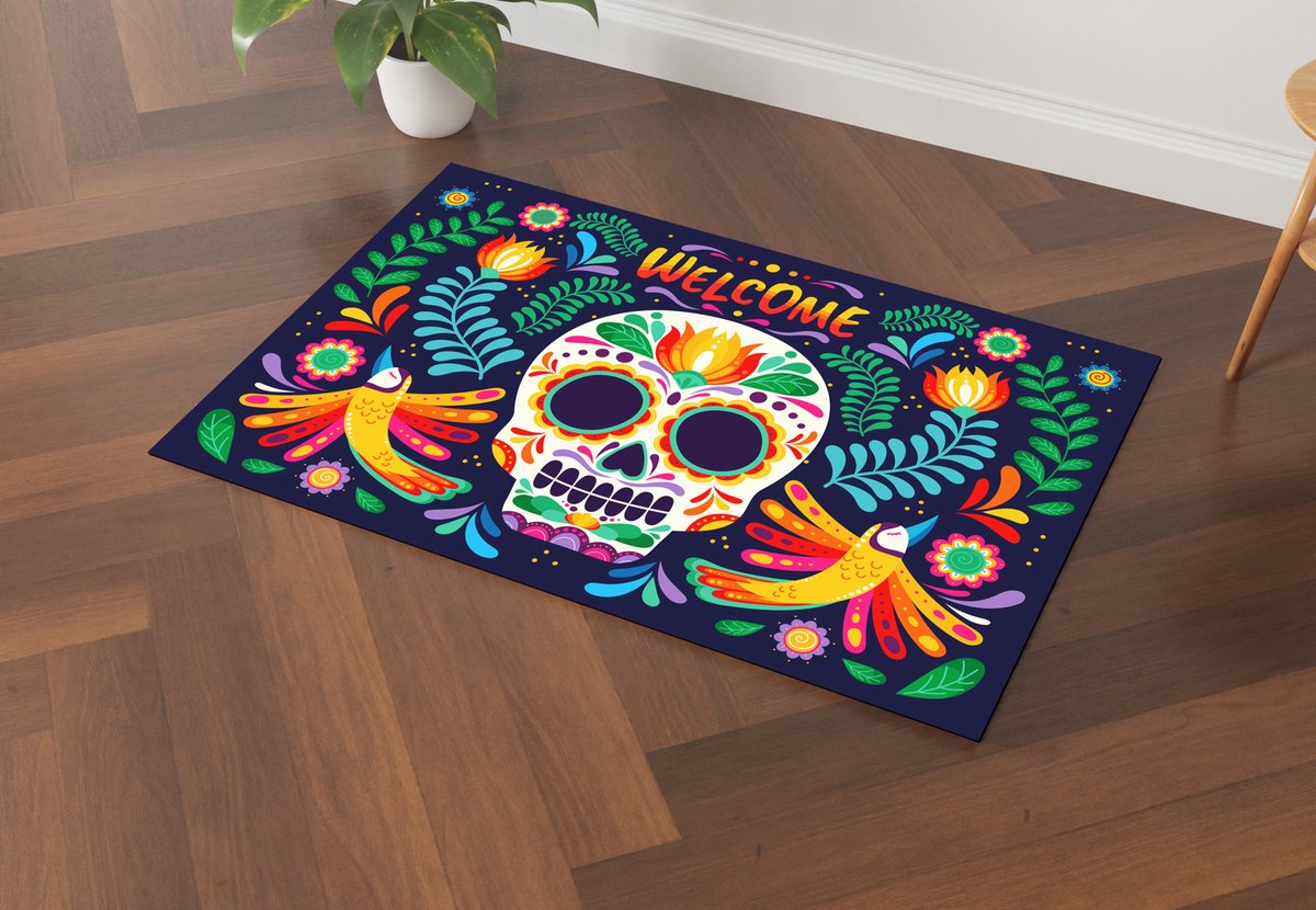 GR Vloermat - Kookplaatbeschermer - Halloween - Dia de los Muertos - Blue Bird