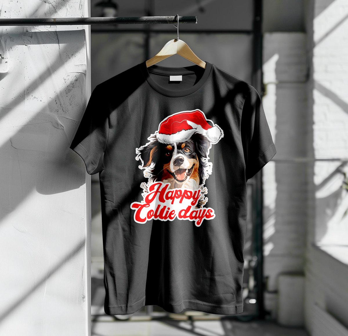 Kerst Transfer - Strijktransfer - Happy Collie Days - Dog - Hond - Kersthoodie