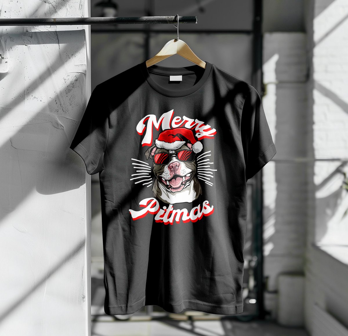 Kerst Transfer - Strijktransfer - Merry Pitmas - Dog - Hond - Kersthoodie