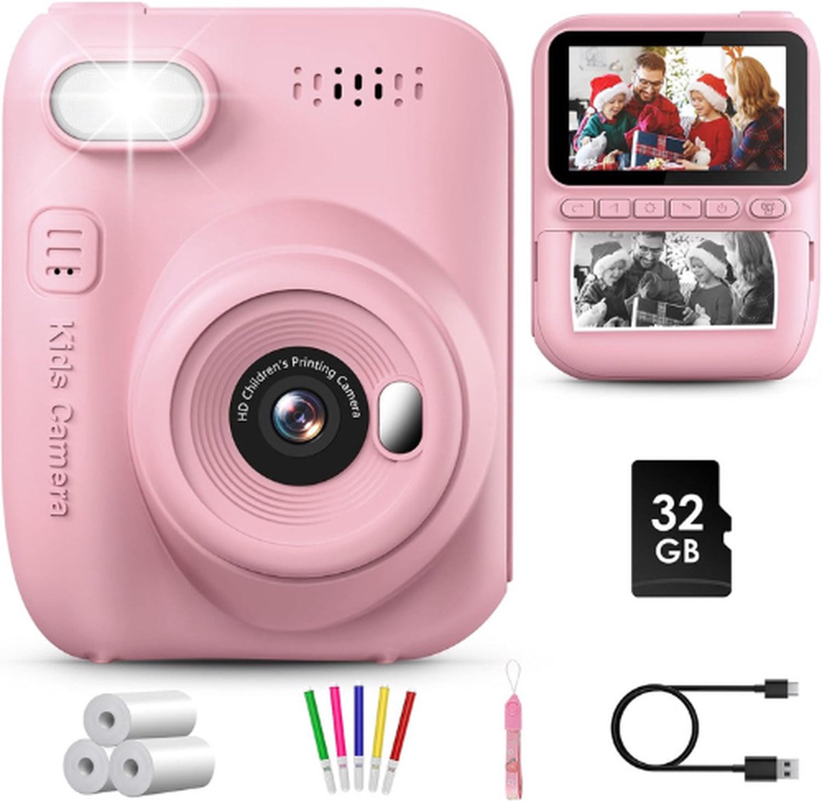  ® Kindercamera - Kindercamera Inclusief 32 GB Geheugenkaart - Kindercamera Roze - Kindercamera 1080p HD - Kinder Camera - Digitale Kindercamera - Kindercamera Digitaal - Kindercameras - Kindercamers
