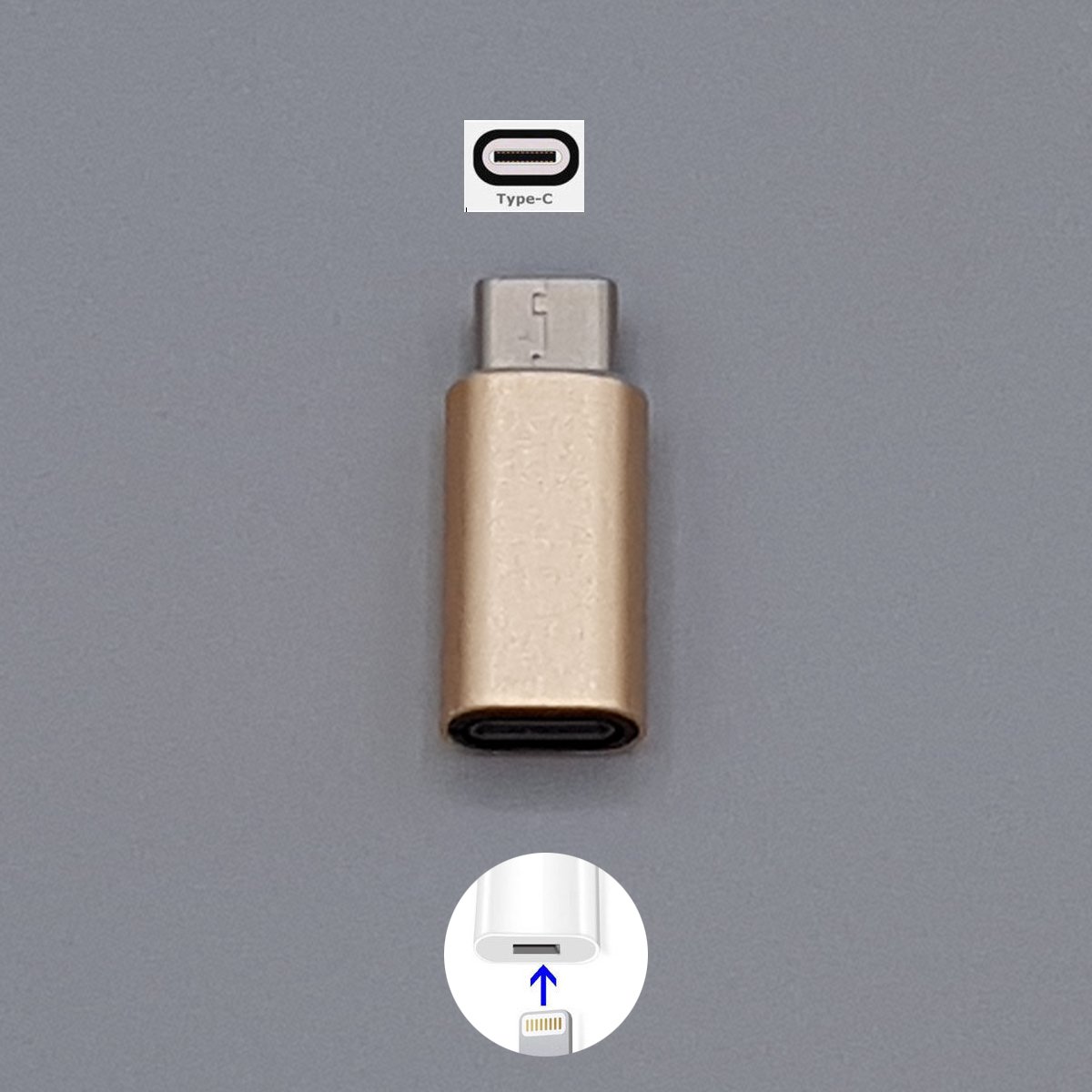 8 Pin Lightning Female naar Type C Male USB Adapter Goud 8719979300531