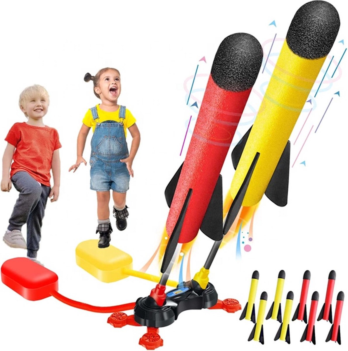 GT - Duo Stomp Rocket Schieten buitenspeelgoed met LED voor kinderen - Inclusief 6 raketten - Zomer Speelgoed voor jongens / meisjes - Nieuwste rage 2023 zomer zwembad speelgoed verjaardag