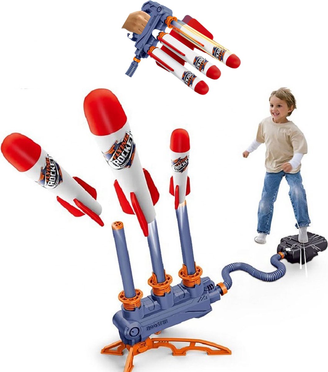 GT - Stomp Rocket Schieten buitenspeelgoed met LED voor kinderen - Inclusief 3 raketten - Zomer Speelgoed voor jongens / meisjes - Nieuwste rage 2023 zomer zwembad speelgoed verjaardag