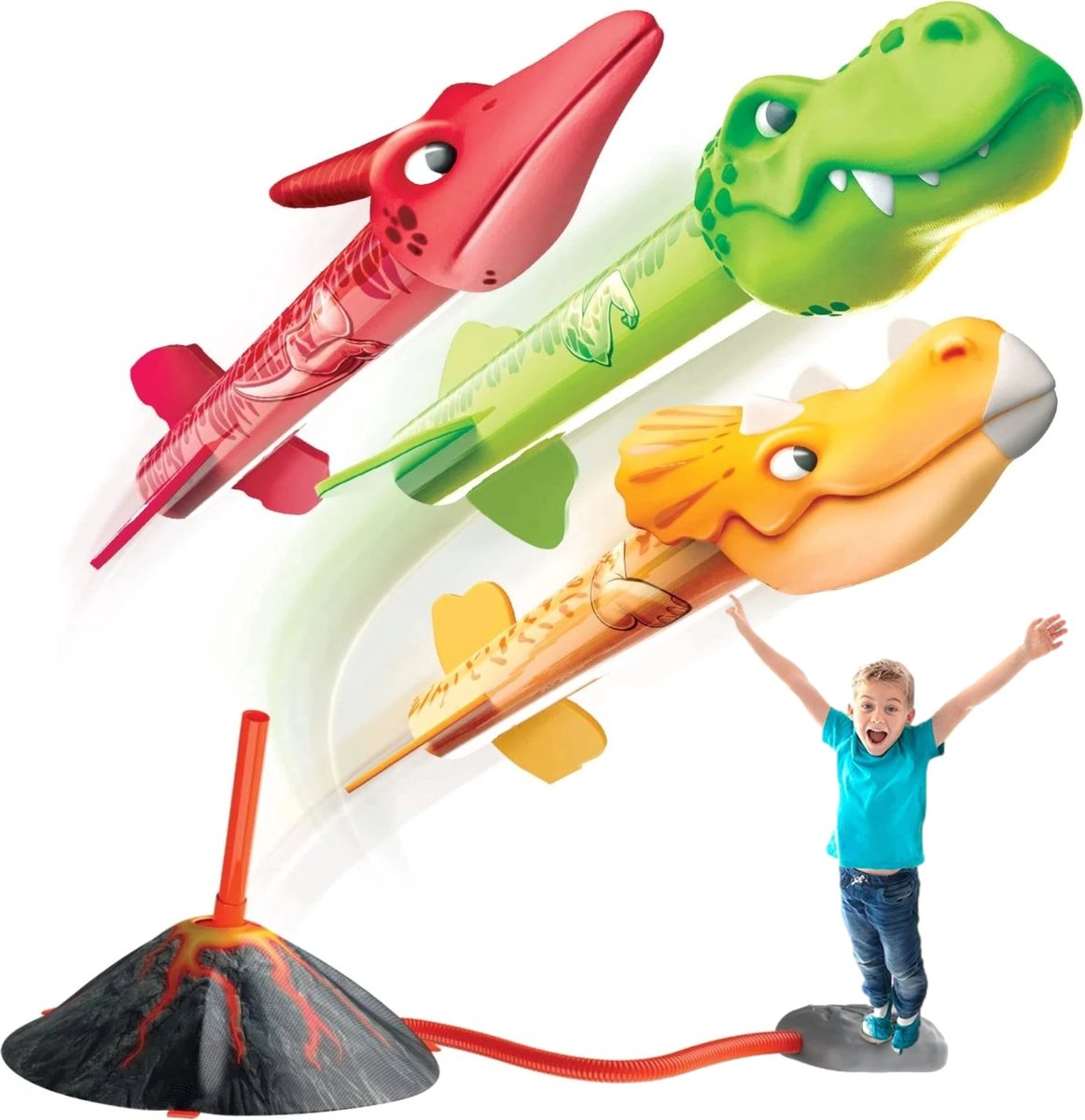 GT Dinosaurus stamp raket - Inclusief 3 dinosaurussen - nieuw model 2024 speelgoed - Buitenspeelgoed kinderspeelgoed 3 jaar, dinosaurus educatief speelgoed cadeau