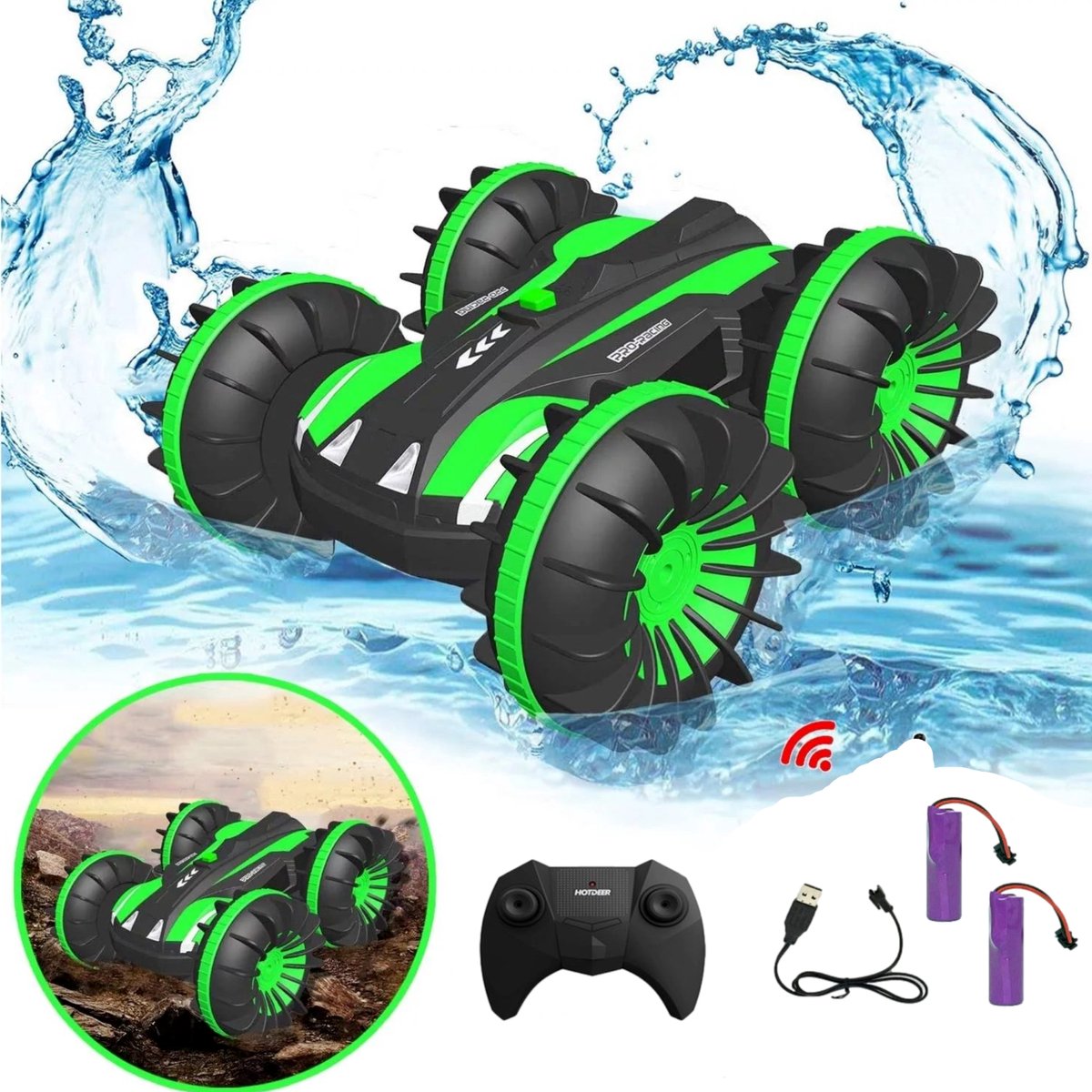 RC Bestuurbare auto / boot - 2X Accu Geschikt voor offroad, water & sneeuw - Kinderen / Volwassenen speelgoed stunt RC car / stuntauto 2021 radiografisch