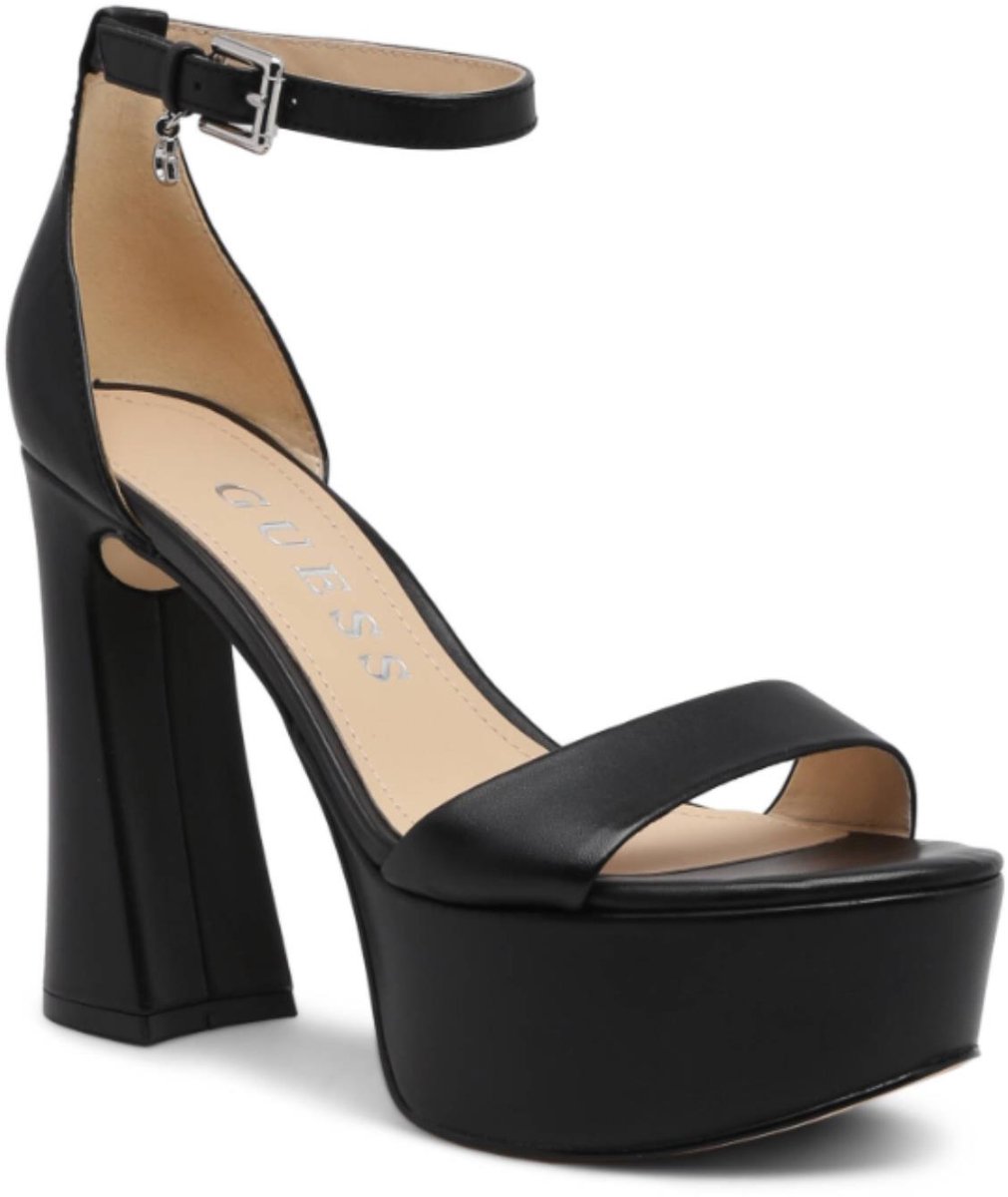 Guess Idas Dames Platform Stiletto Sandalen Zwart Leer EU 40