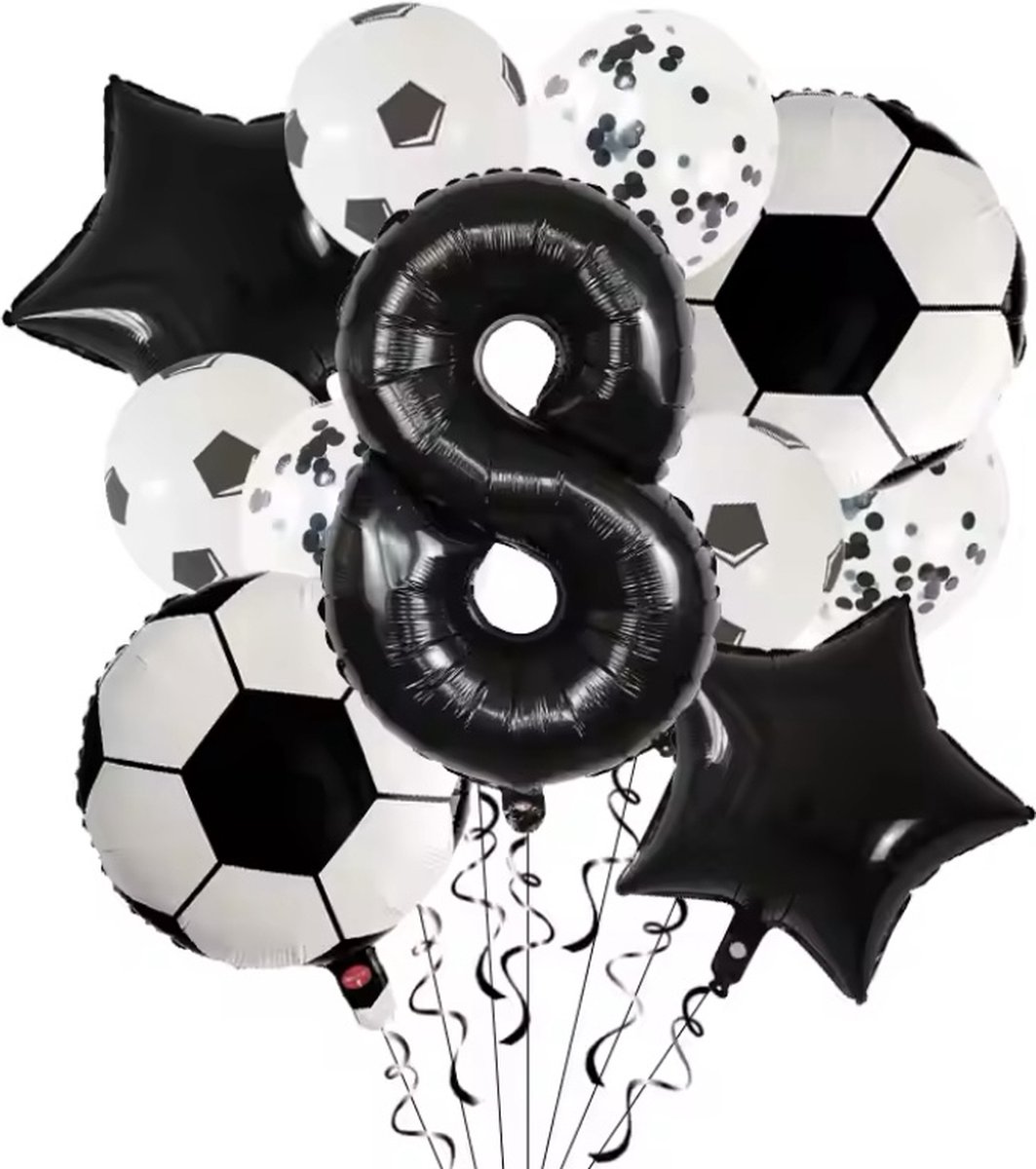 Voetbal Verjaardag / Ballonnen Set 8 Jaar / Hoera 8 Jaar / Jarig Voetbal / Voetbal Fan / Voetbal Versiering / Birthday