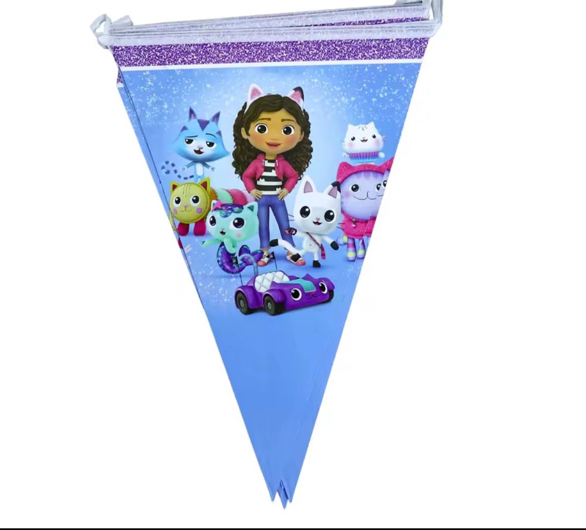Gabby’s Dollhouse slinger - feestelijke vlaggenlijn - 3 meter - kinderverjaardag decoratie - Gabby & katten design - voor meisjes - slinger - kamerdecoratie - themafeest - herbruikbaar - vrolijke kleuren - feestversiering - partyslinger
