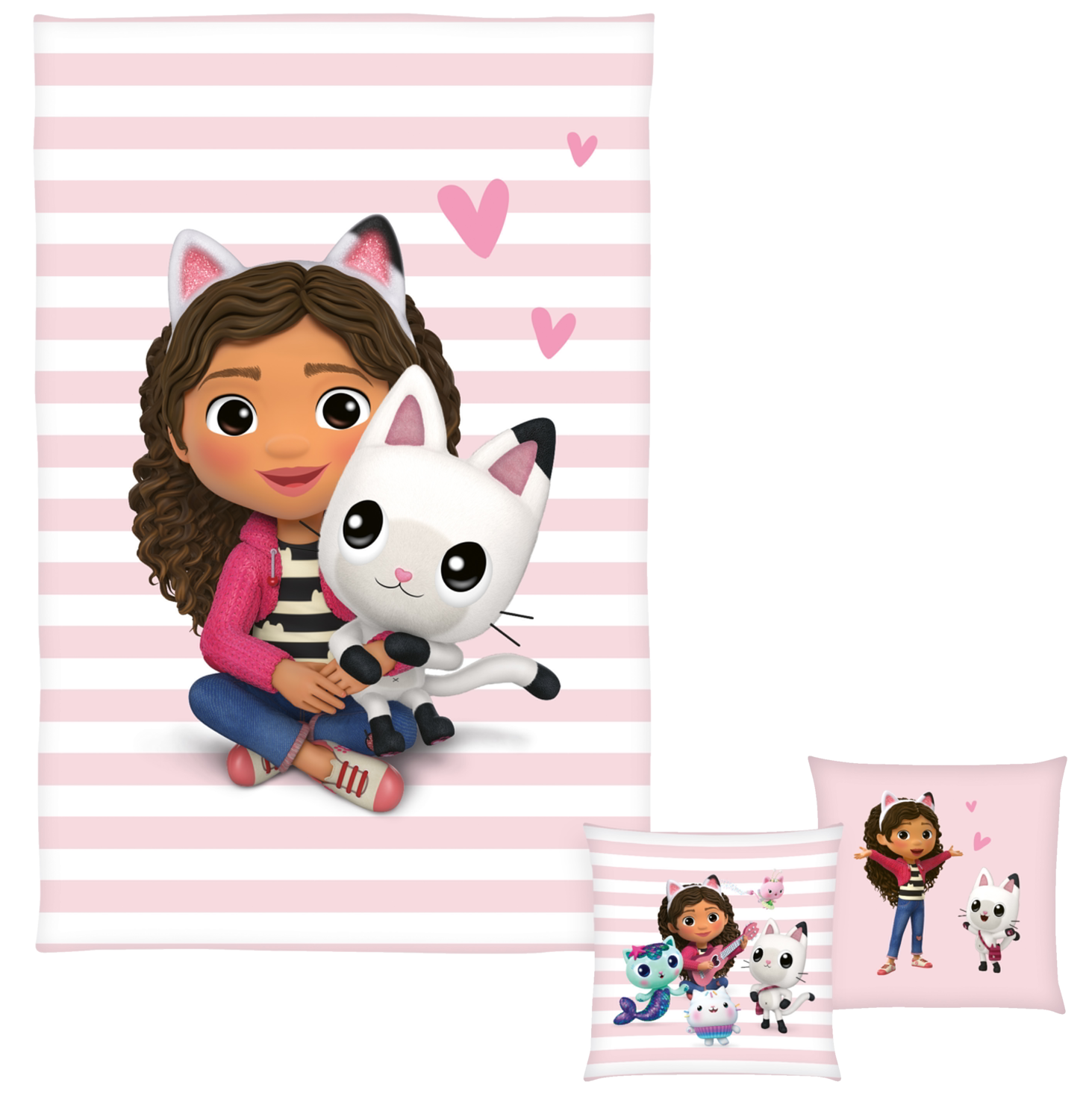 Gabby´s Dollhouse Plaid met kussen (Strepen/roze/wit)