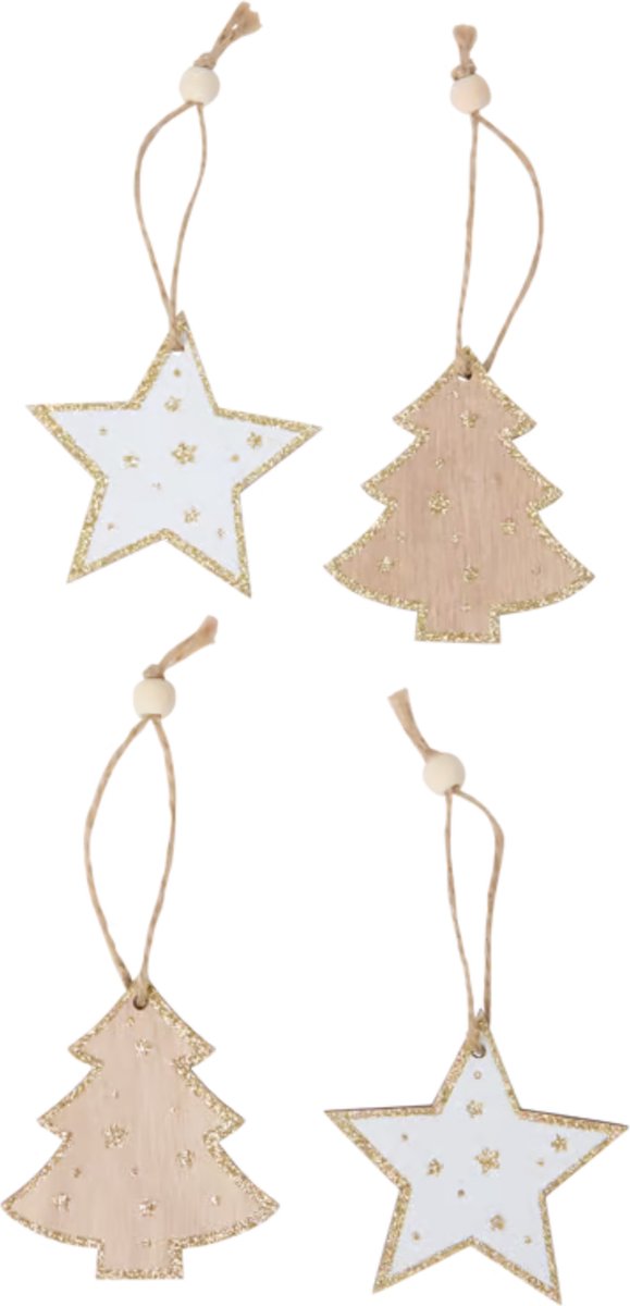 Gadgetpoint - Boomversiering - Versiering - Hangers - Kerstmis - Christmas - Xmas - Set van 4 - Boom & Ster