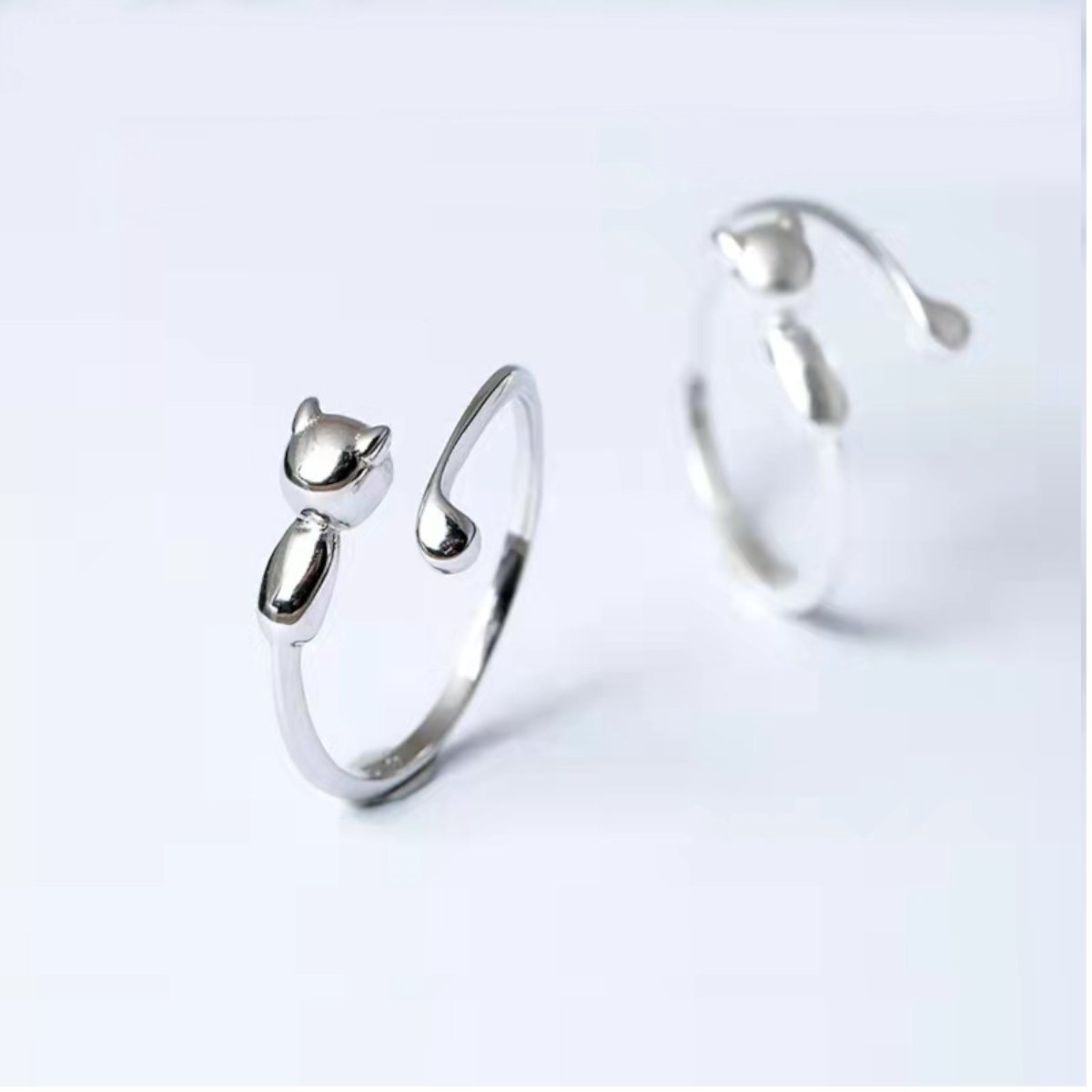 Gading® dames meisje Ring met kat met lange staart-one size ring