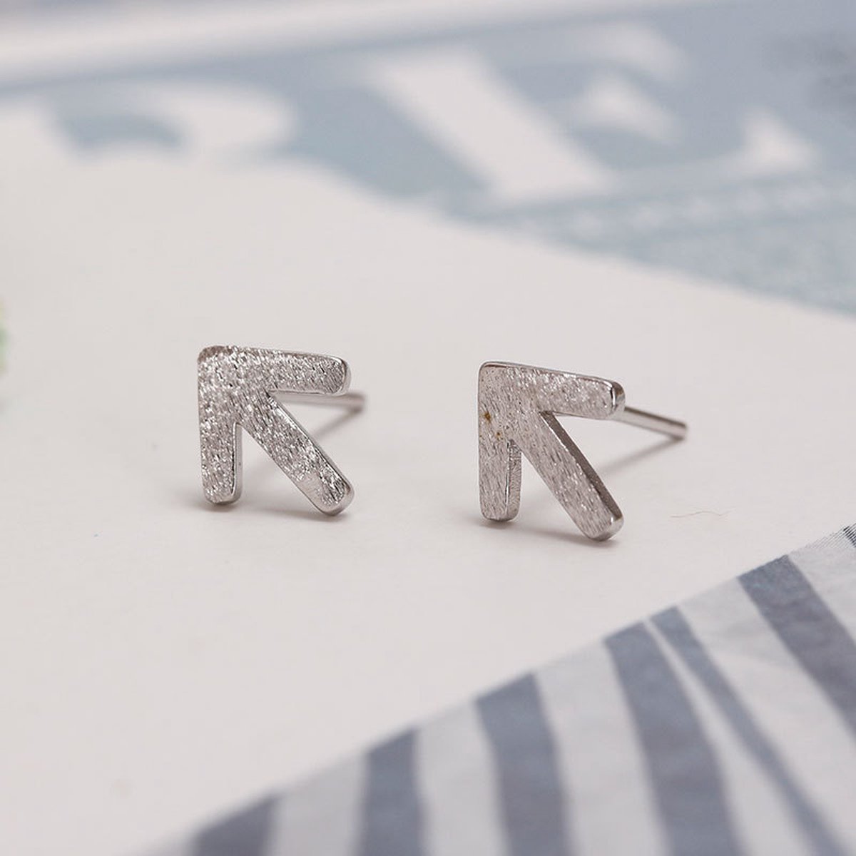 Gading® dames meisjes oorknopjes met pijl-8mm*8mm-zilver 925