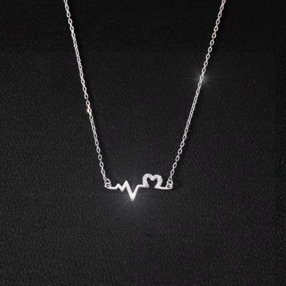 Gading® ketting dames met hartslag zirkonia collier - zilver- 40cm+6cm- zilver 925