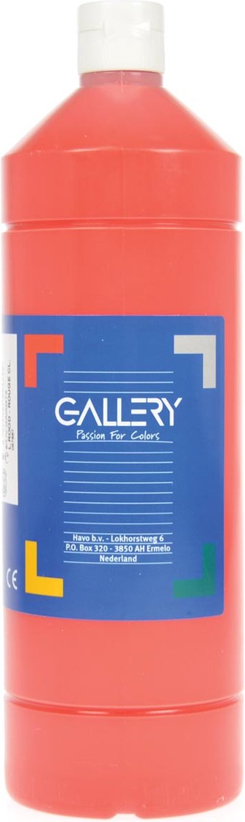 Gallery plakkaatverf, flacon van 1 l, lichtrood 6 stuks