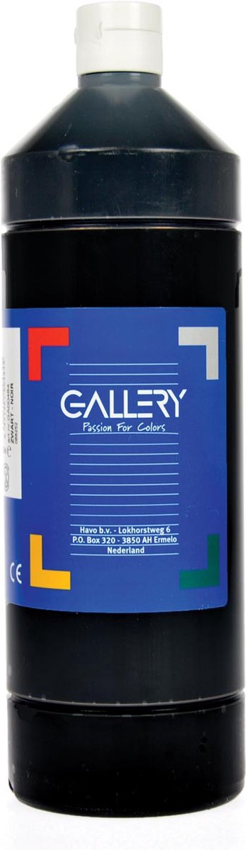 Gallery plakkaatverf, flacon van 1 l, zwart 6 stuks
