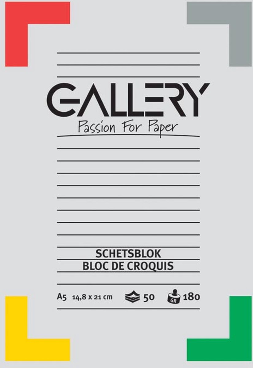 Gallery schetsblok, ft 14,8 x 21 cm (A5), 180  g/m², blok van 50 vel 10 stuks