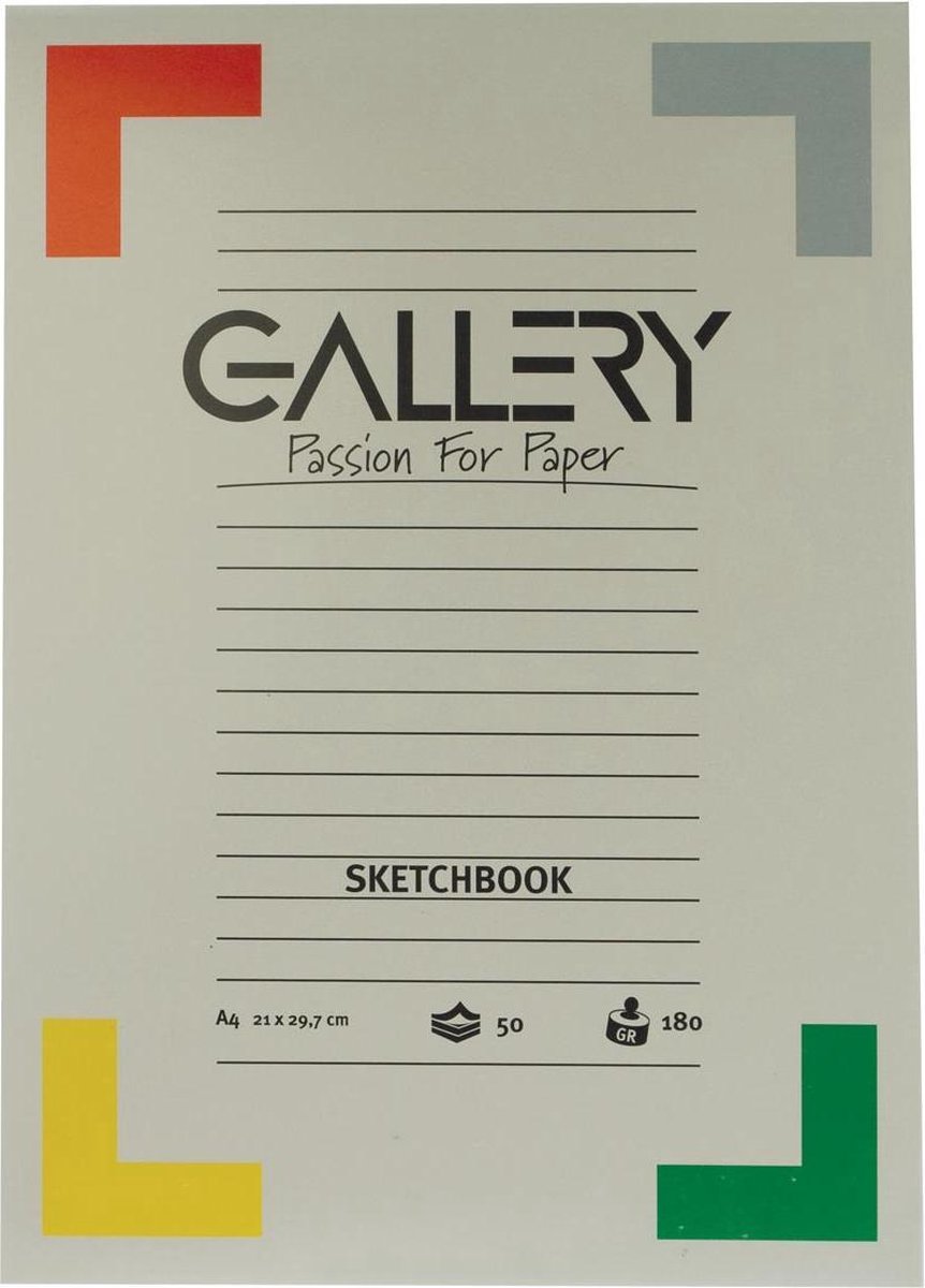 Gallery schetsblok, ft 21 x 29,7 cm (A4), 180  g/m², blok van 50 vel 5 stuks