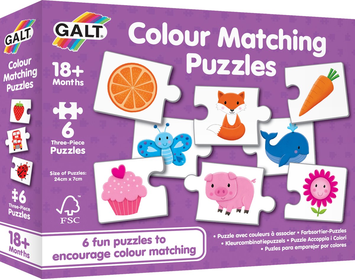 Galt Toys COLOUR MATCHING PUZZLES, 3 stuk(s), Onderwijs, 1,5 jaar